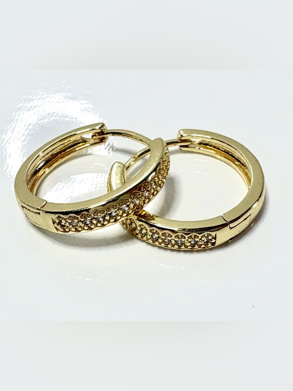 18k Gold Filled Pave Hoop Earrings!